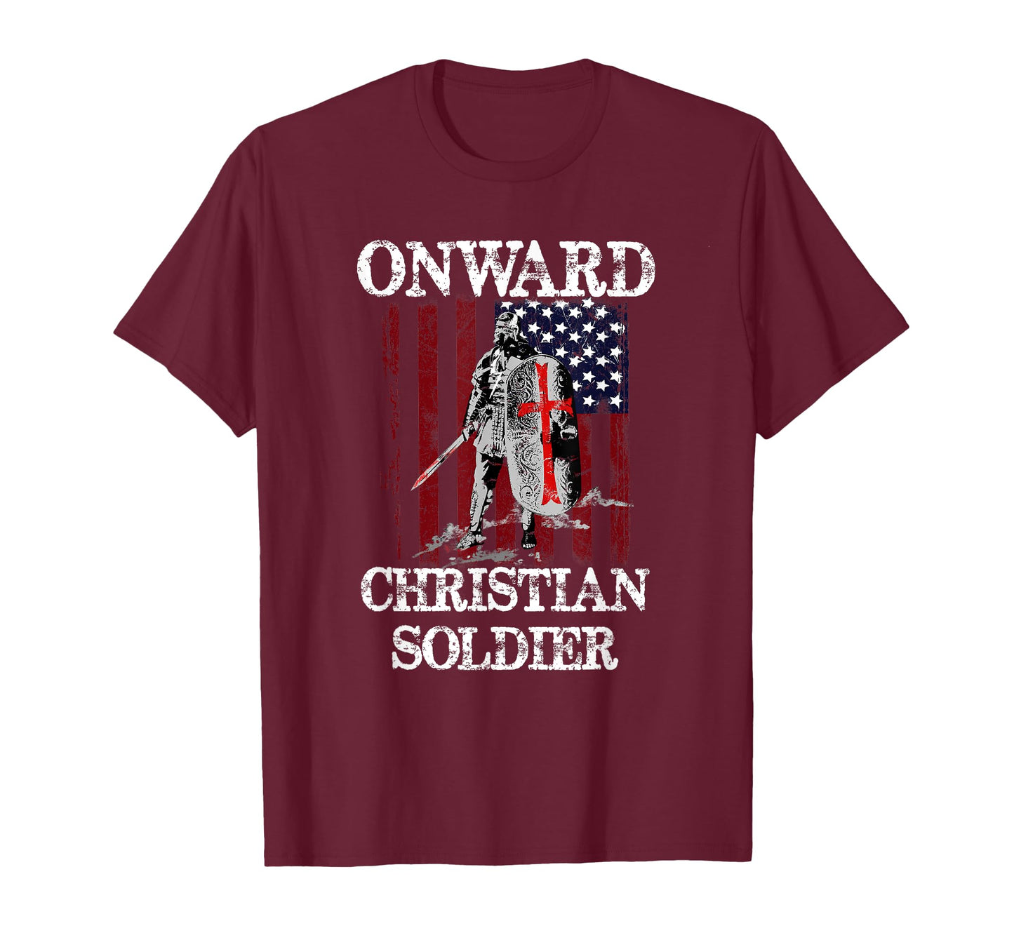 Onward Christian Soldier American Flag Knight Women Kids Men T-Shirt