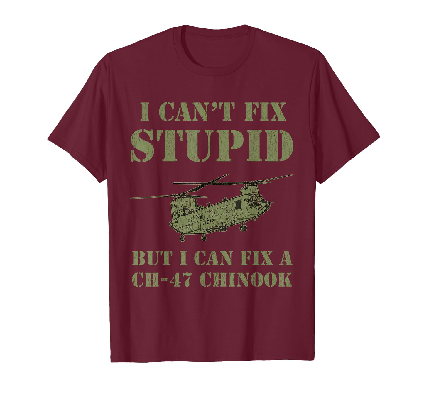Chinook Helicopter Mechanic Funny Retired Veteran T-Shirt