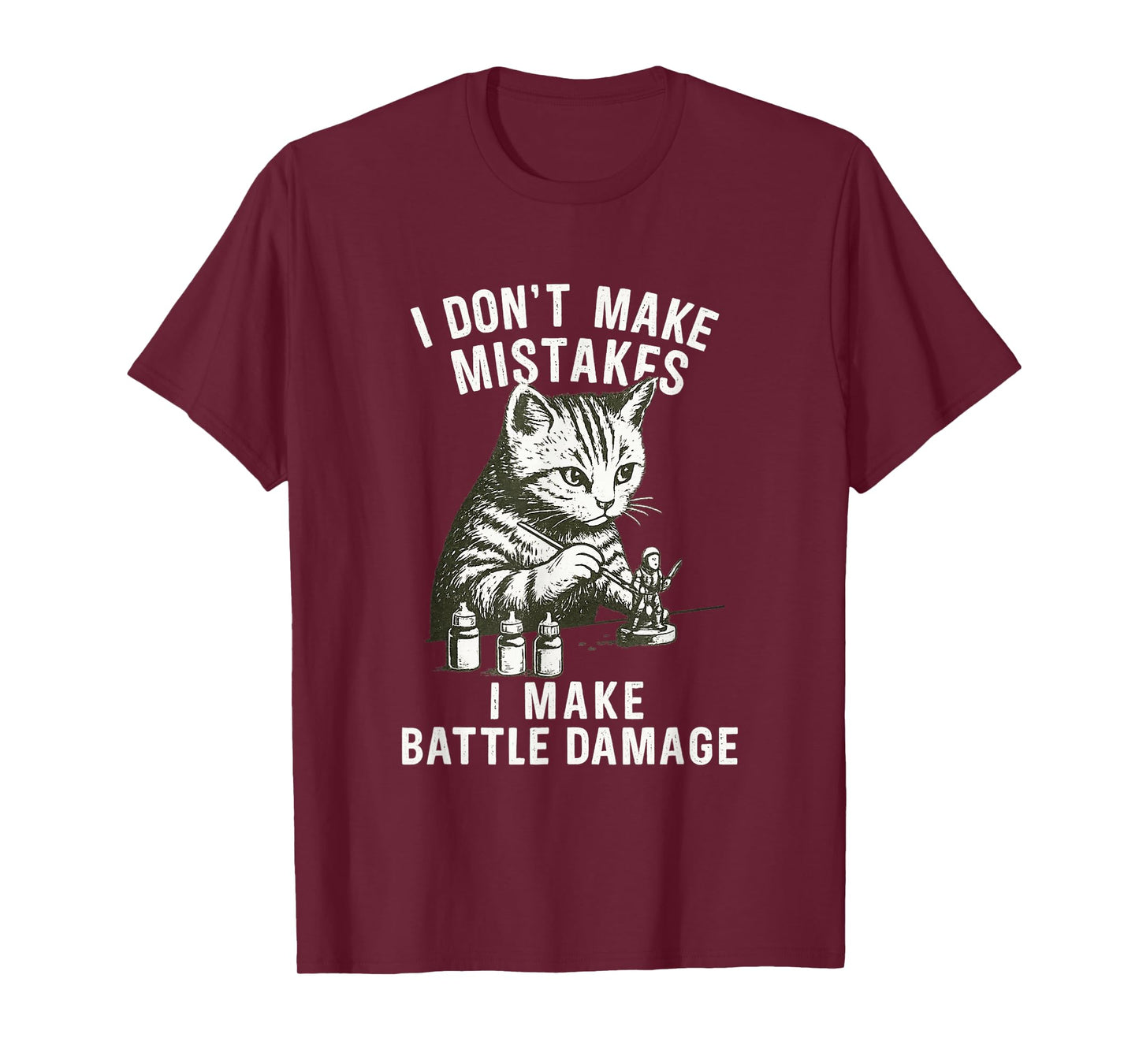 Cat Miniature Painter Battle Damage Funny Miniature Painting T-Shirt