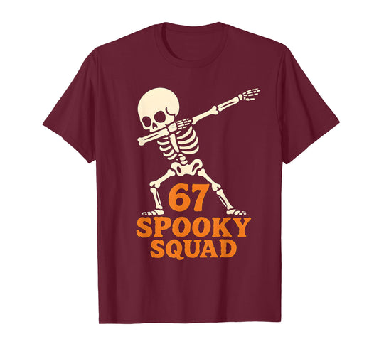 67 Halloween Meme 6 7 Numbers Six Seven Funny Kids Skeleton T-Shirt