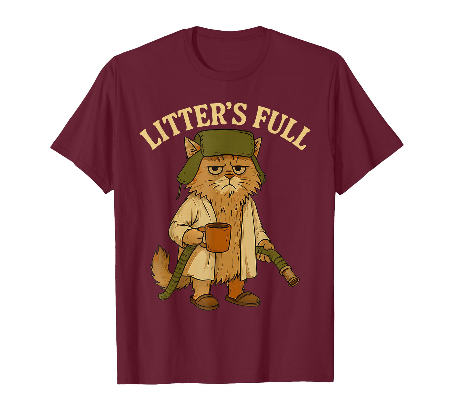 Litter’s Full Funny Cat Lovers Christmas Xmas Grumpy Humor T-Shirt