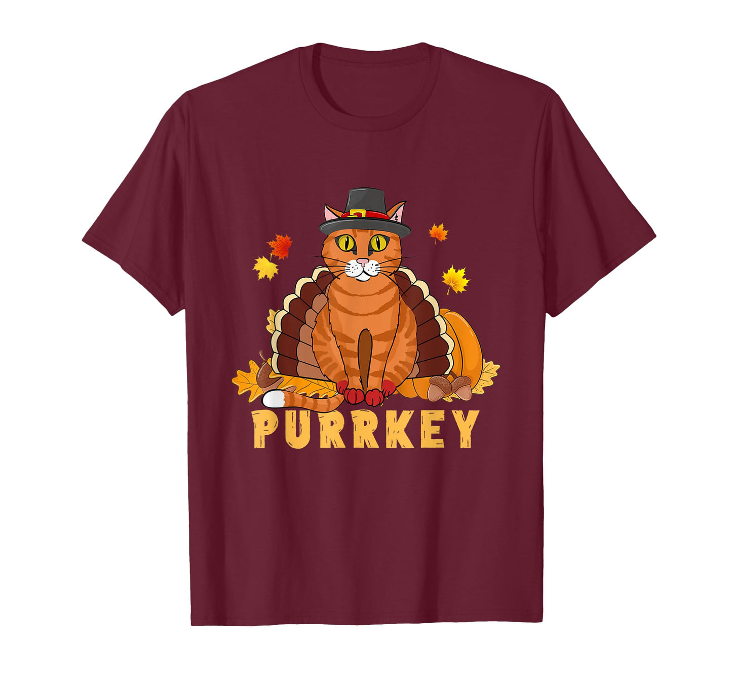 Purrkey Turkey Cat Funny Thanksgiving Cat Kitten Mom Dad T-Shirt for Men Women Kids