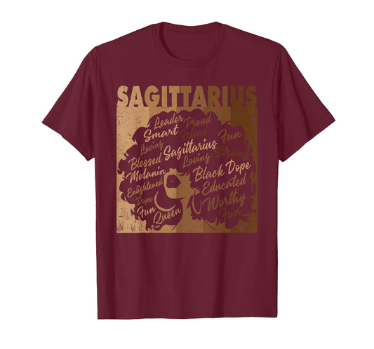 Sagittarius Girl African American Women Melanin Birthday T-Shirt