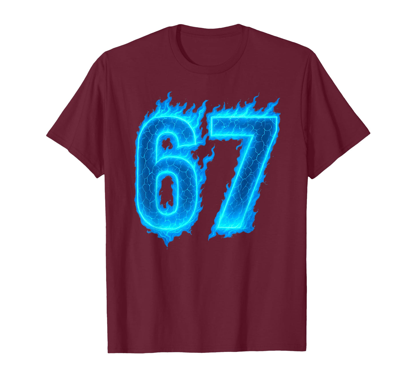 67 Six Seven Blue Flame Colorful Cool Funny 6 7 Meme T-Shirt