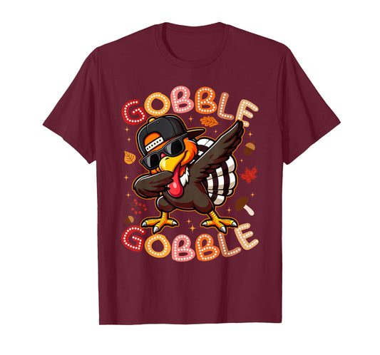 Dabbing Turkey Gobble Pilgrim Thanksgiving Family Kids Mens T-Shirt
