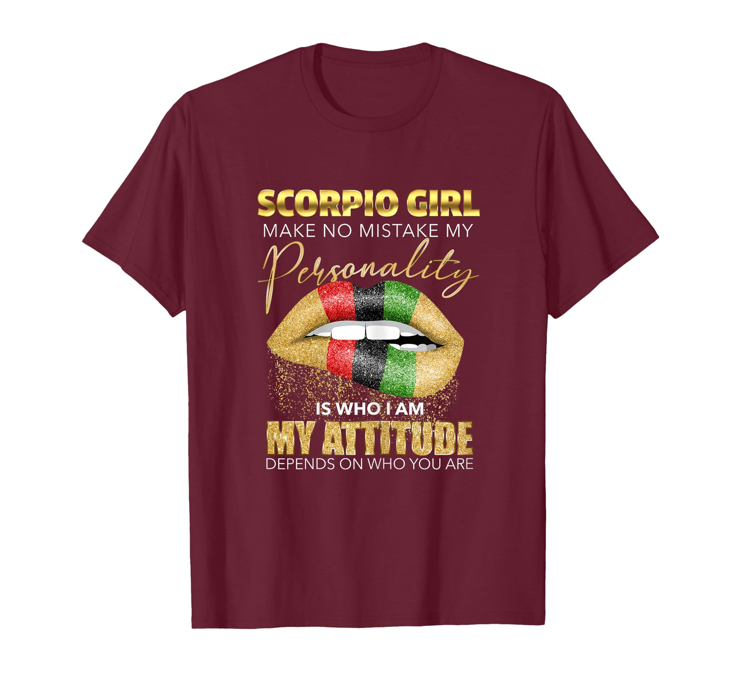 Scorpio Girl Womens Melting Lips Black Zodiac Birthday Cute T-Shirt