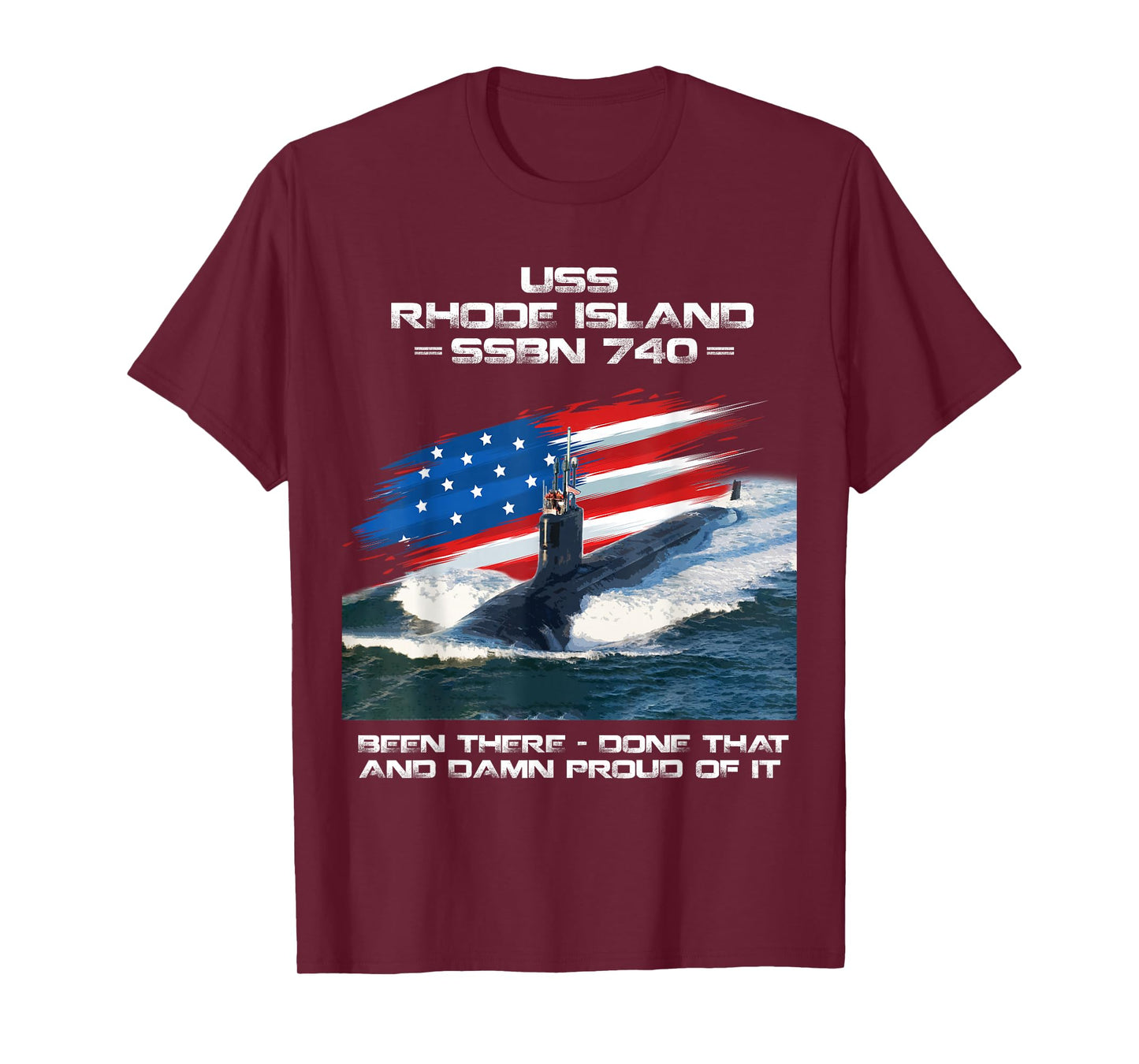 USS Rhode Island SSBN-740 American Flag Submarine Veteran Women Men T-Shirt