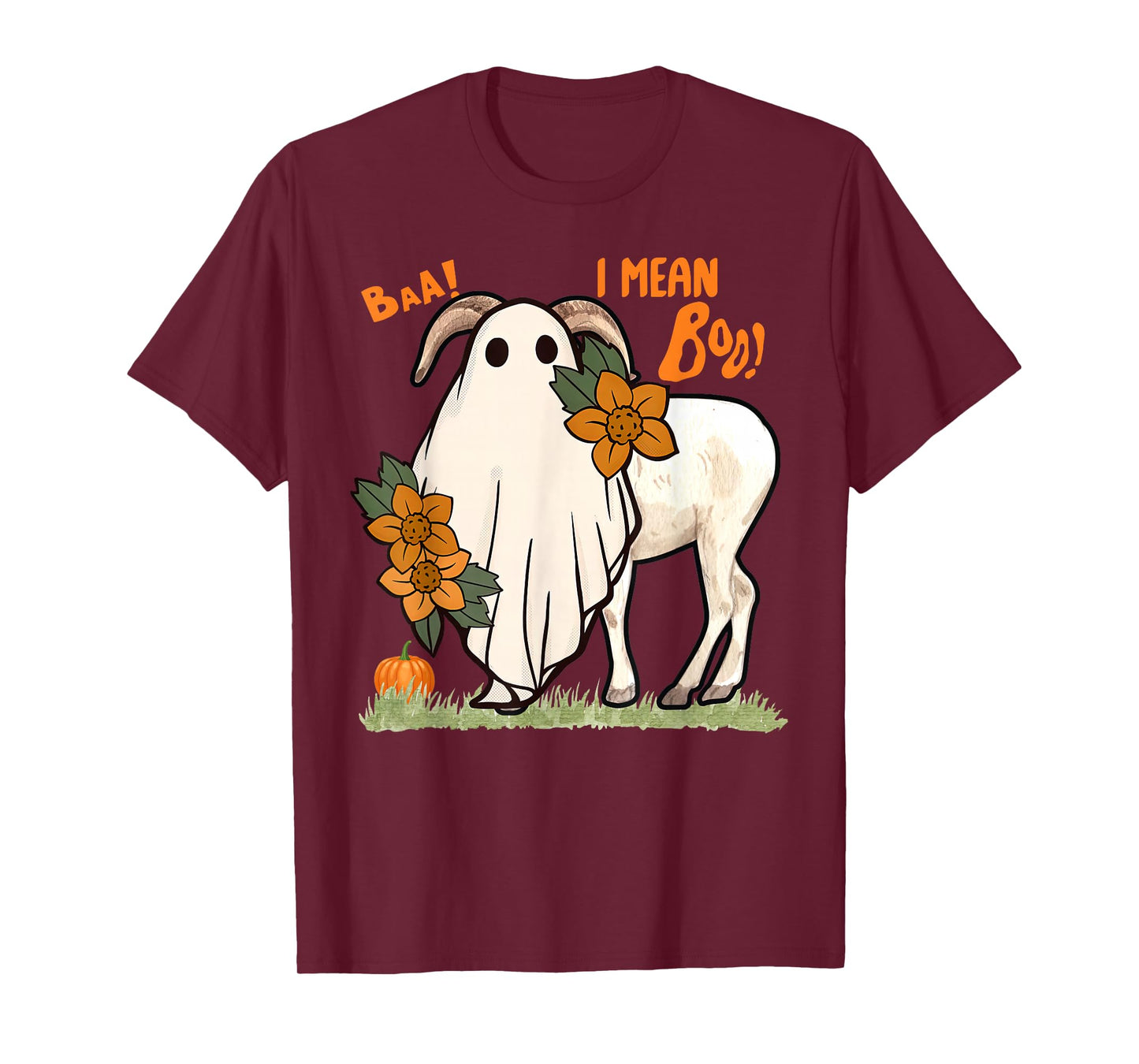 Baa I Mean Boo Halloween Goat Ghost Farmer Animal Scary T-Shirt