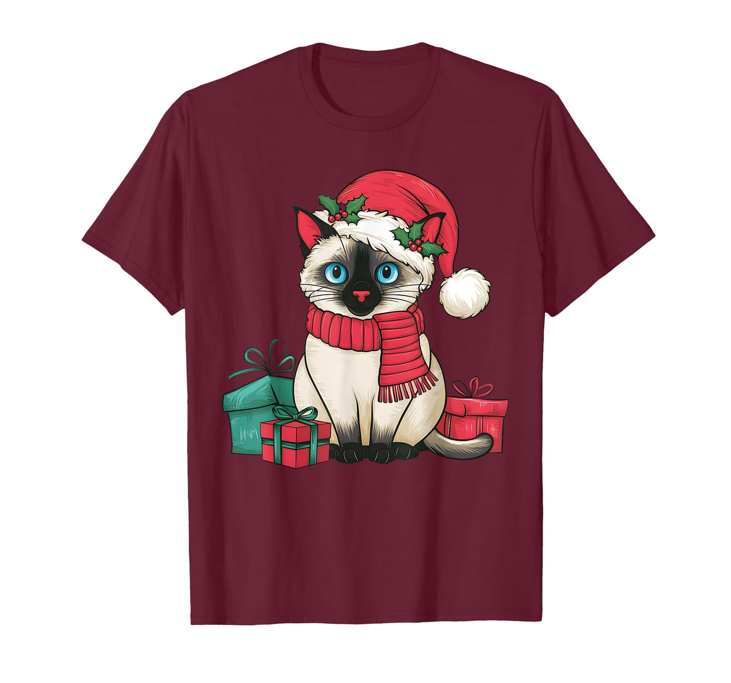 Siamese Cat Xmas Holiday Santa Siamese Cat Christmas Men Women Kids T-Shirt