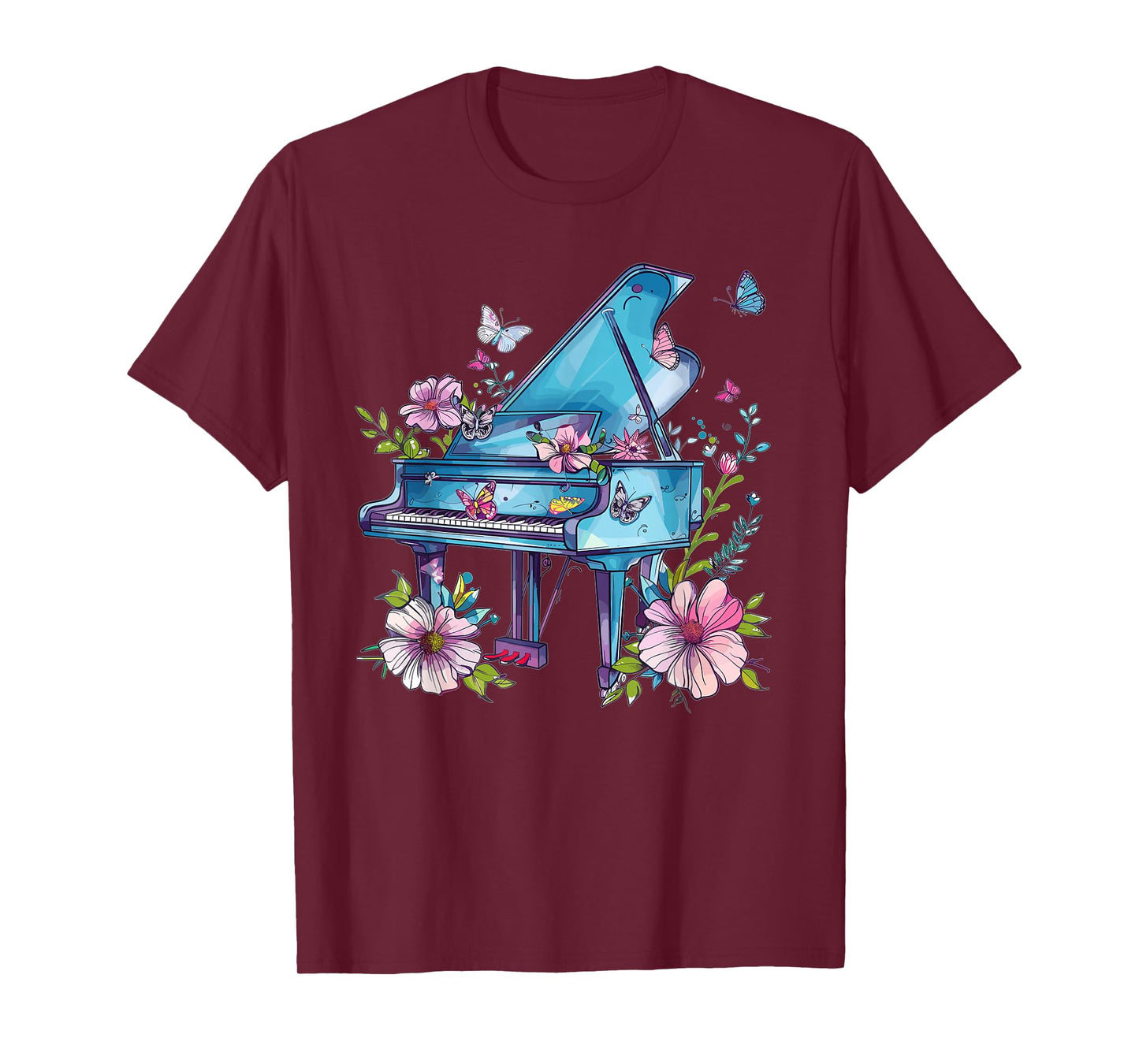 Colorful Piano With Flowers I Music Piano T-Shirt
