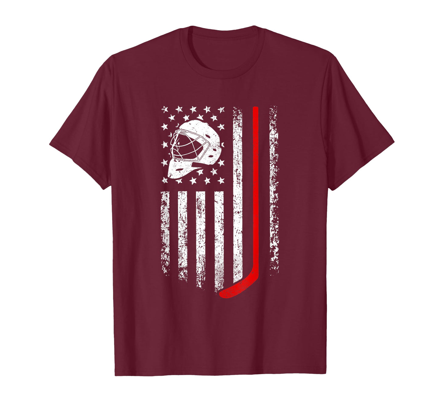 Hockey American Flag Cool Ice Hockey Player Men Women Boys T-Shirt
