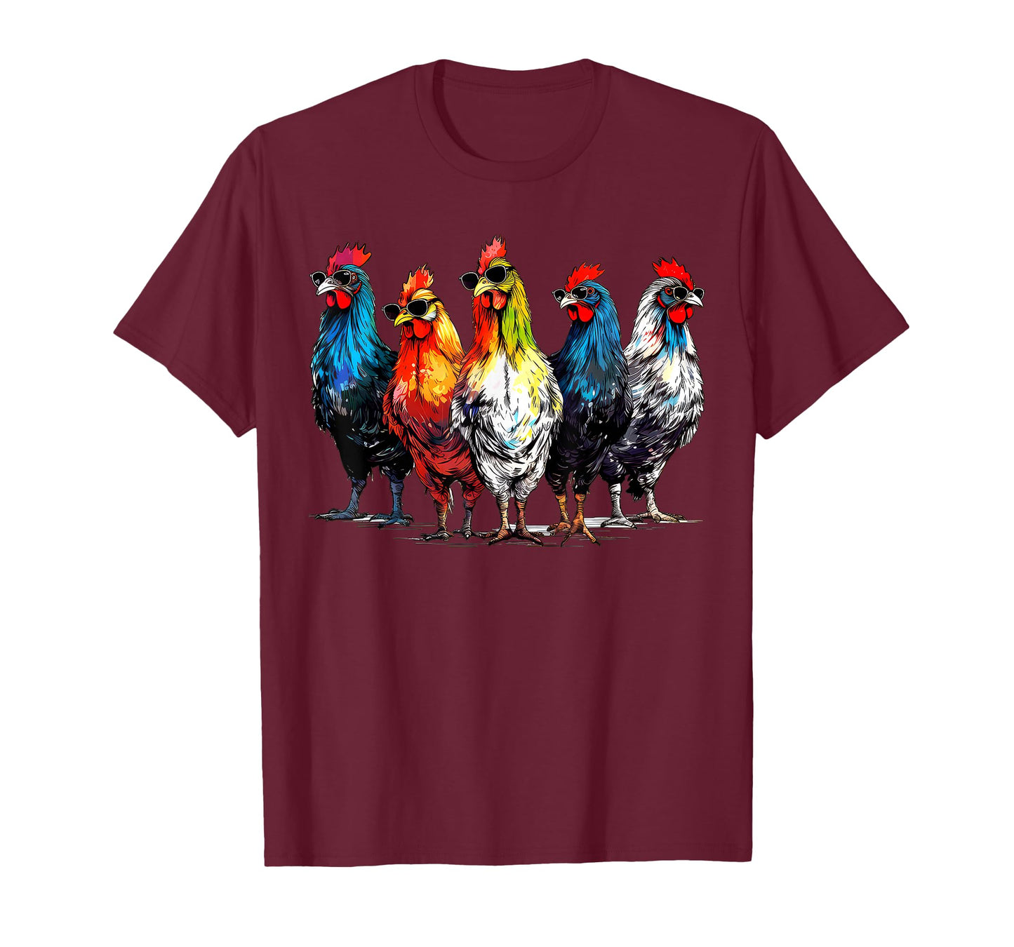 Cool Rooster Wearing Sunglasses Farmer Retro Farm Animals T-Shirt
