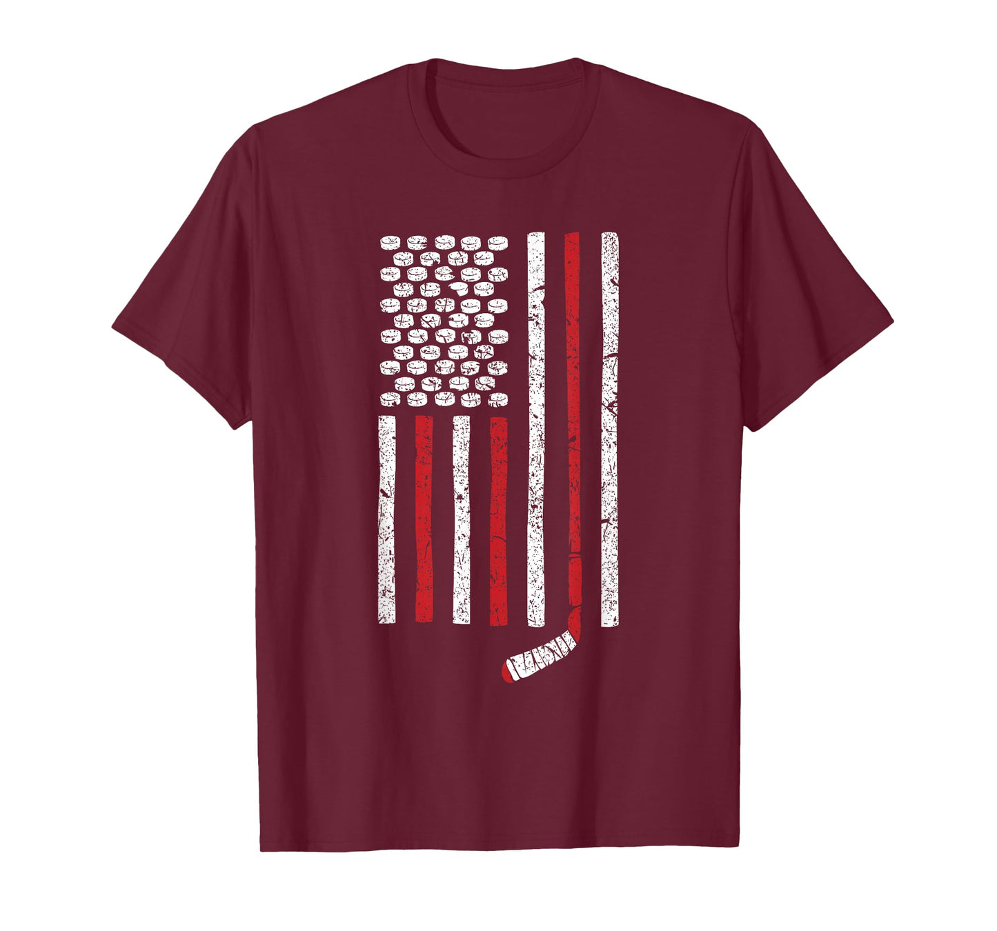 Hockey Stick and Puck American Flag T-Shirt