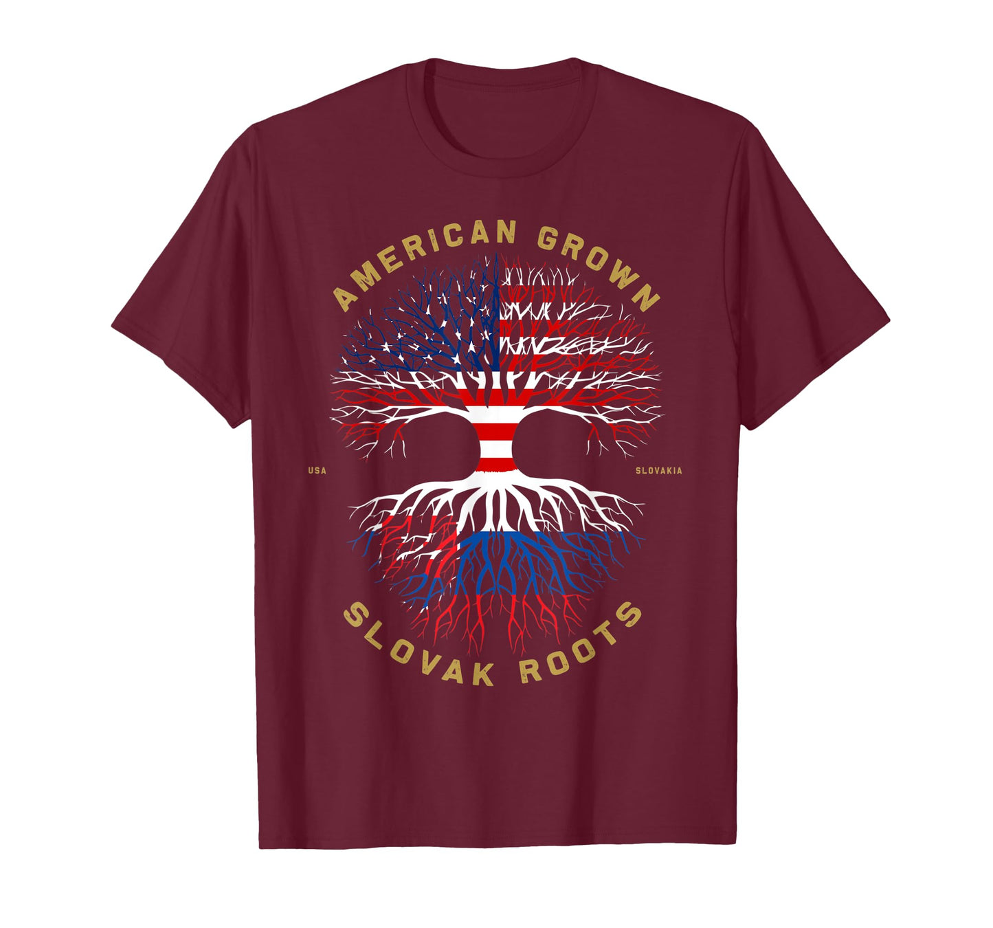 American Grown With Slovak Roots Tree USA Flag Unique Gifts T-Shirt