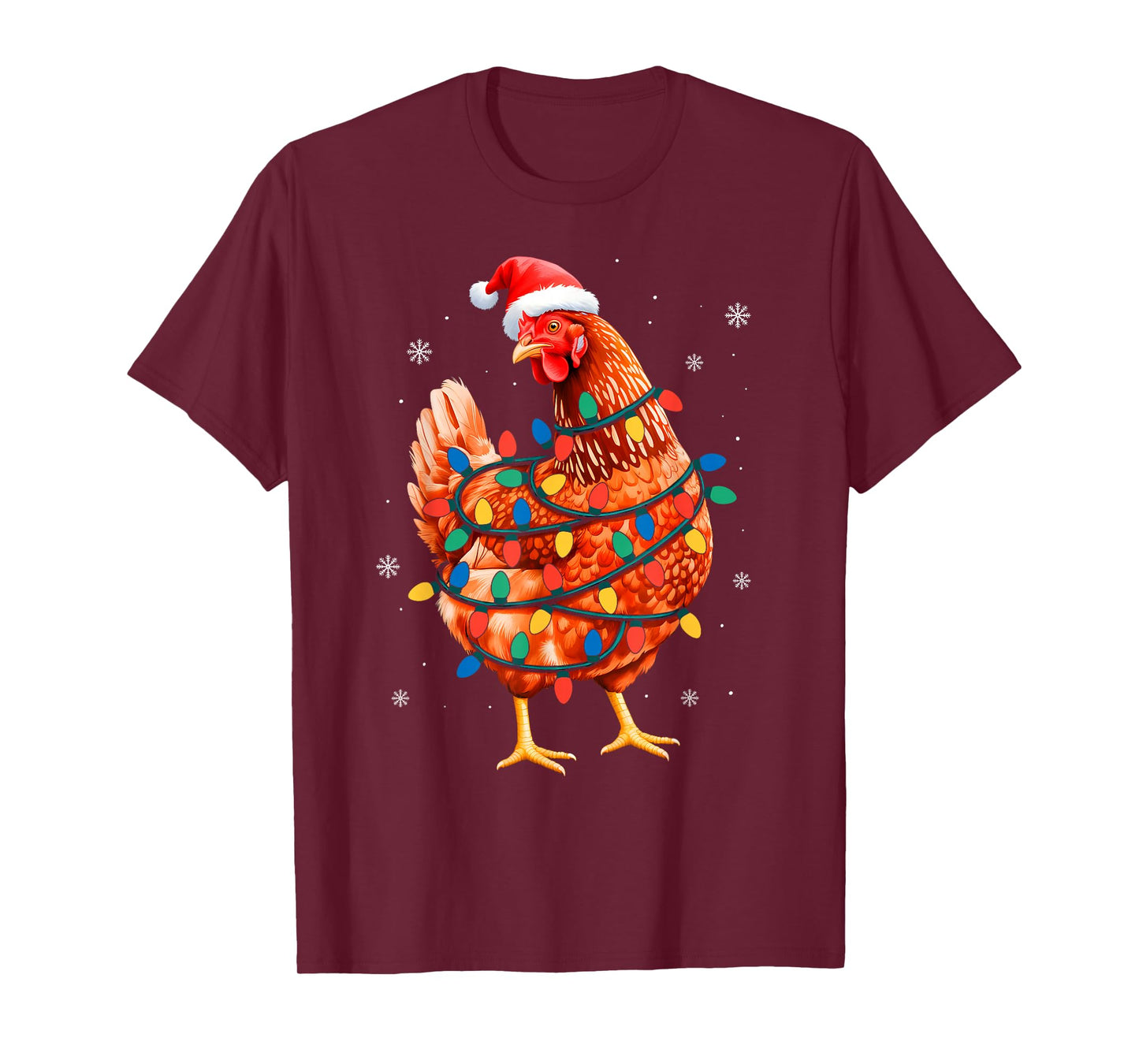 Chicken Christmas Tree Lights Farm Animal Santa Xmas Pajamas T-Shirt