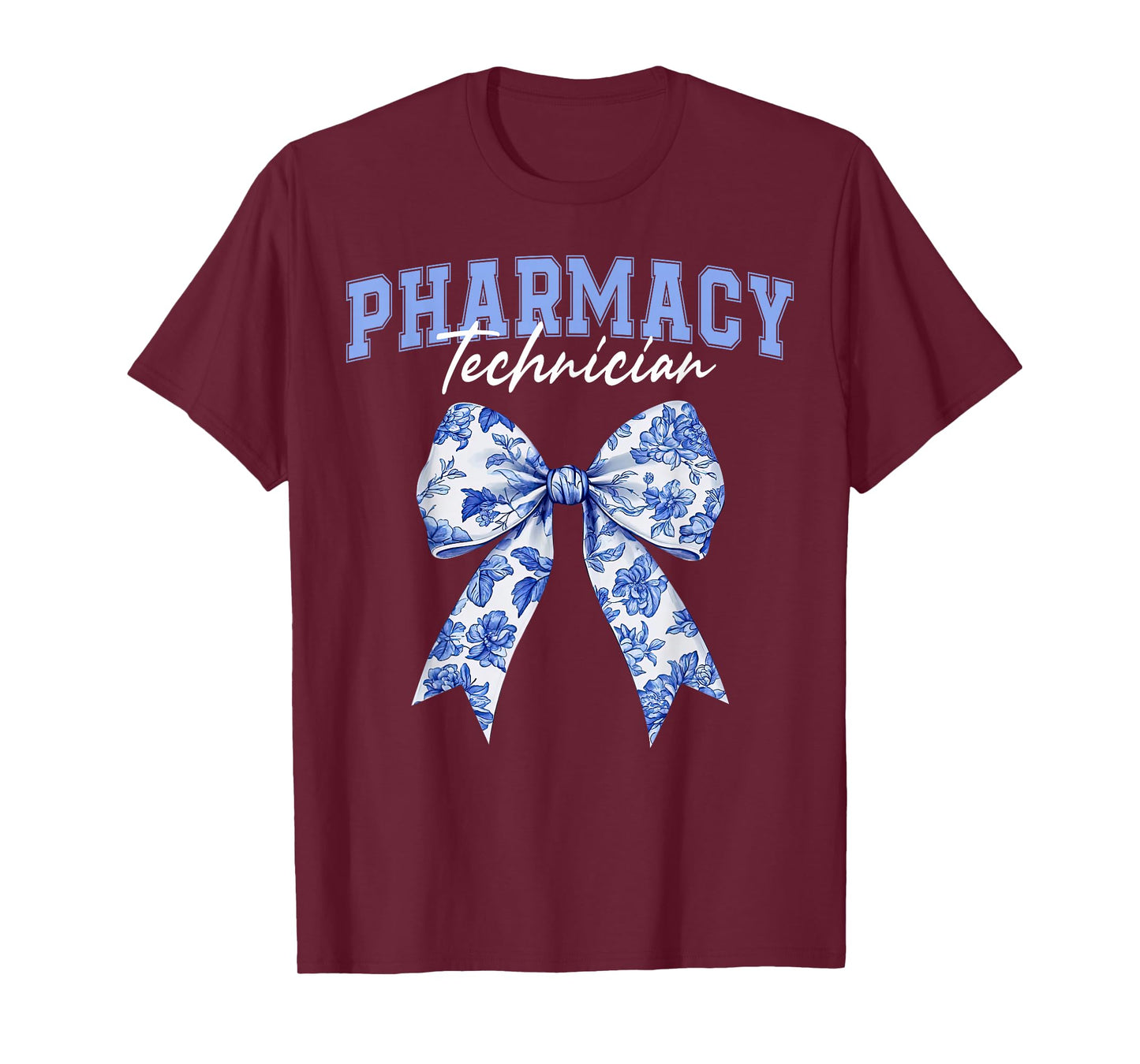 Cute Floral Blue Coquette Bow Pharmacy Technician Cpht T-Shirt
