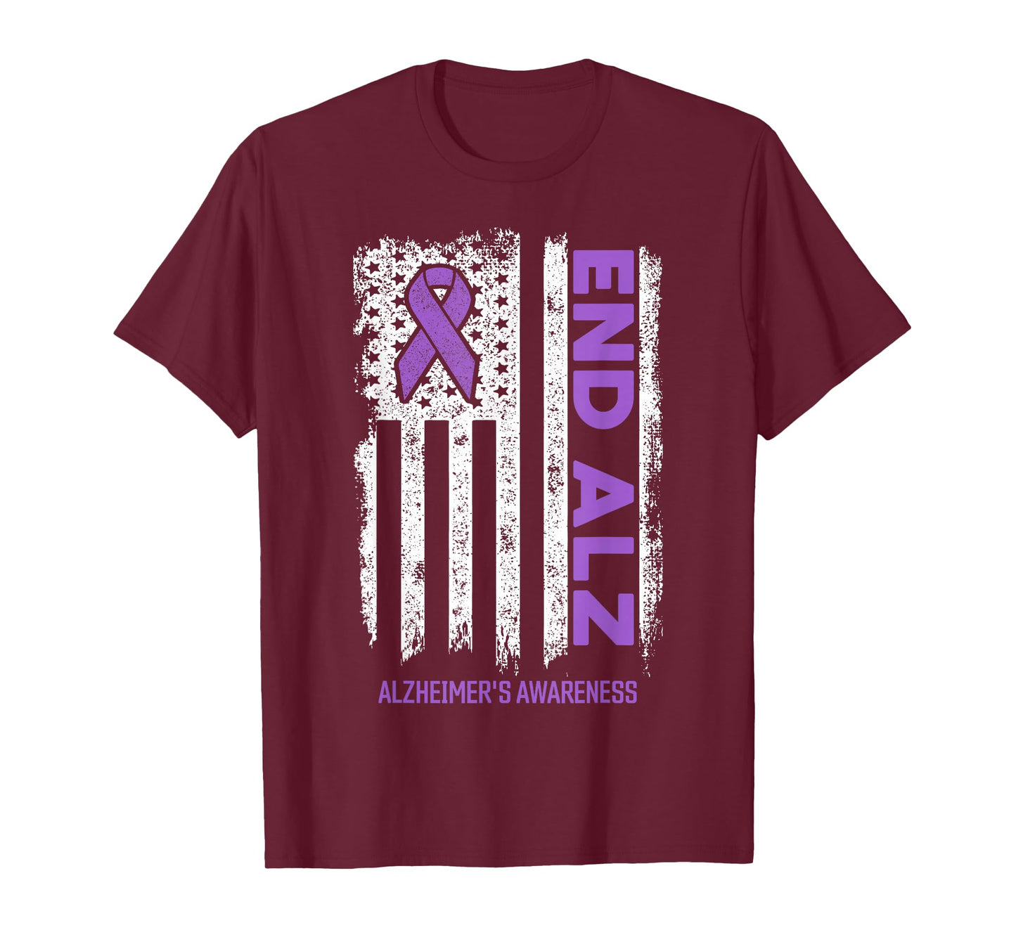 Alzheimers Shirt American Flag End ALZ Alzheimer's Awareness T-Shirt
