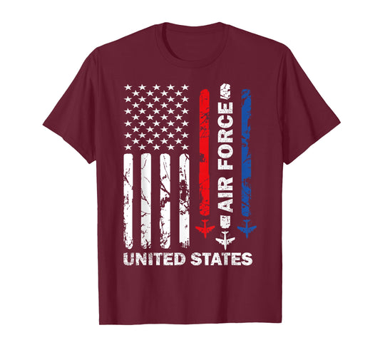 United States Air Force American Vintage USA Flag Patriotic T-Shirt