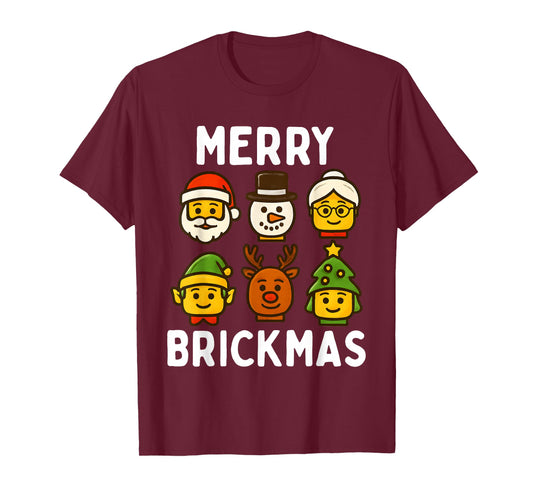 Christmas Building Brick Santa Elf Merry Xmas Boys Kids T-Shirt