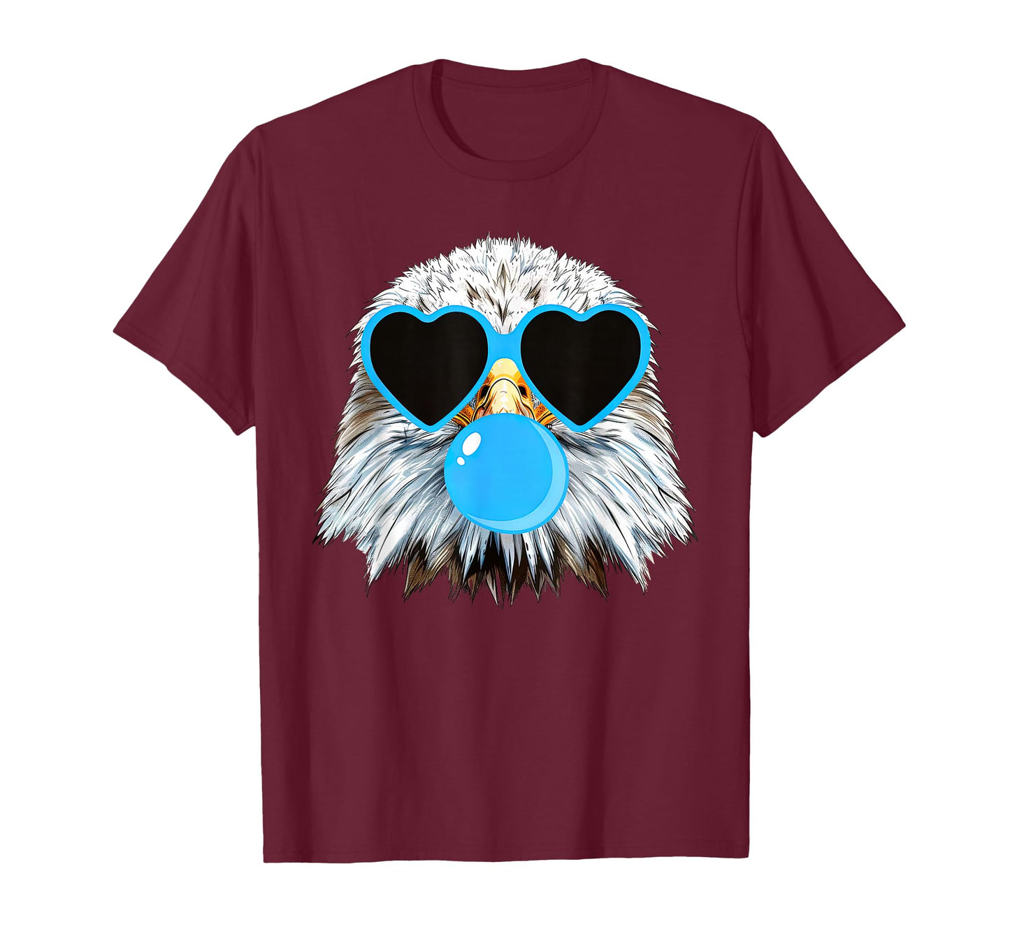 Cute Eagle Blowing Bubblegum Wearing Heart Glasses Costume T-Shirt