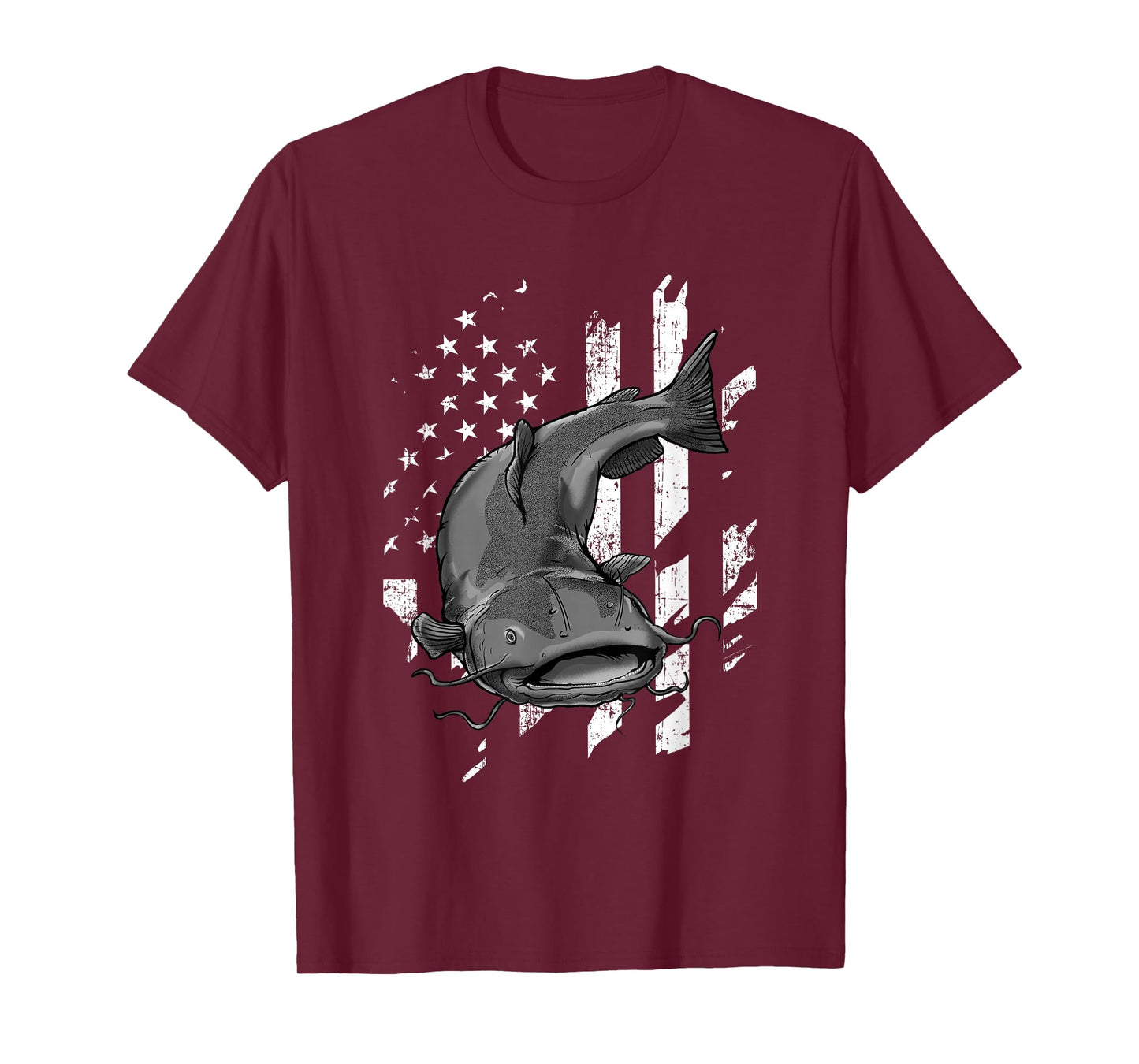Catfishing American Flag - Catfish Angler Fisherman T-Shirt