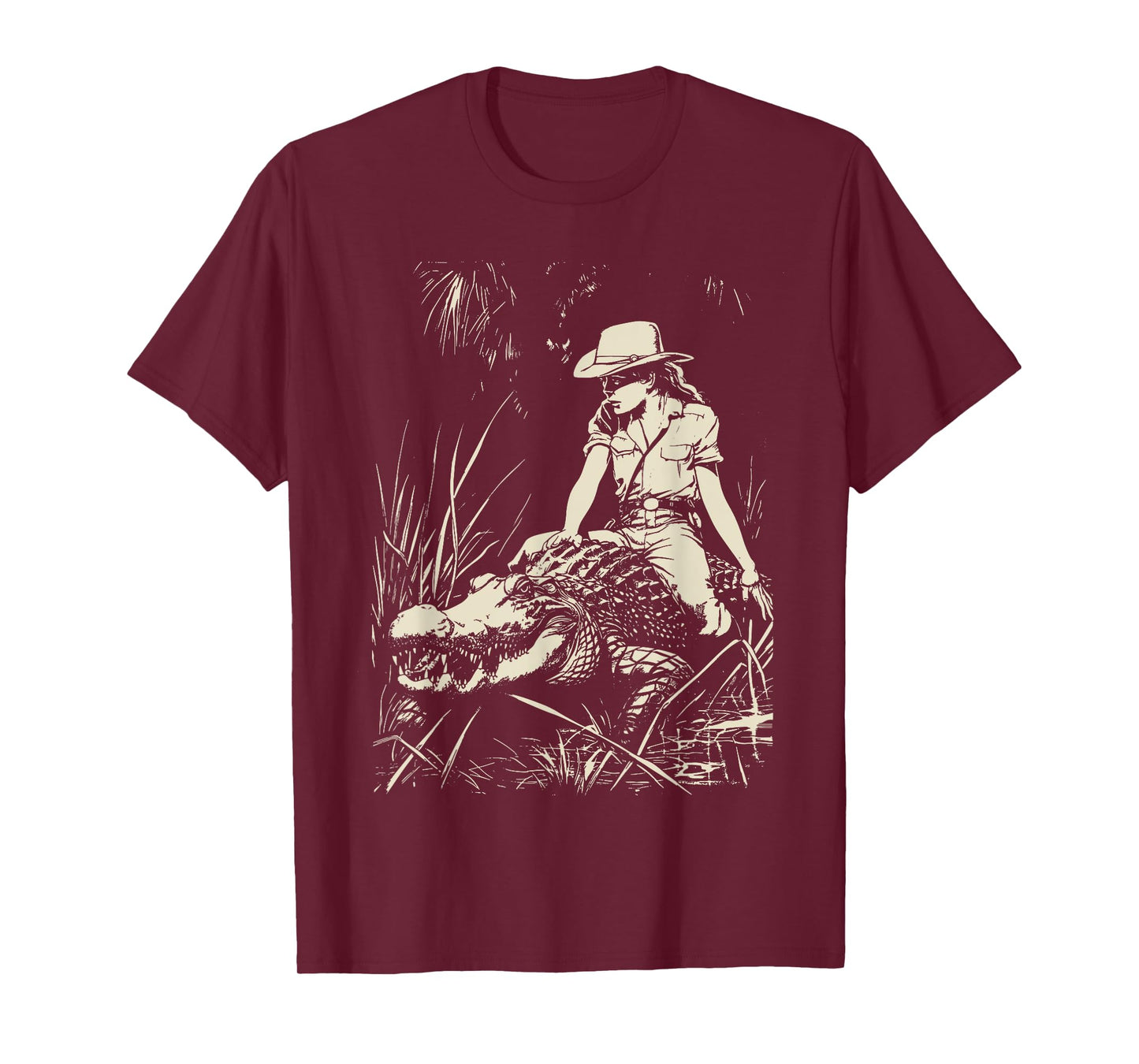 Girl riding Alligator | Weird Funny Florida Crocodile Meme T-Shirt