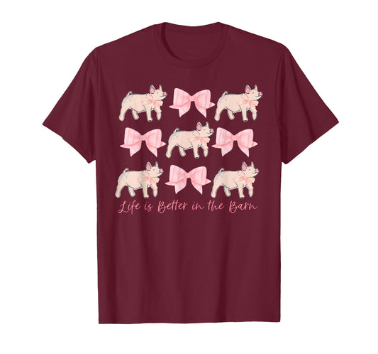 Coquette Bow Show Pig Livestock Pig Breeder Stock Show Mom T-Shirt