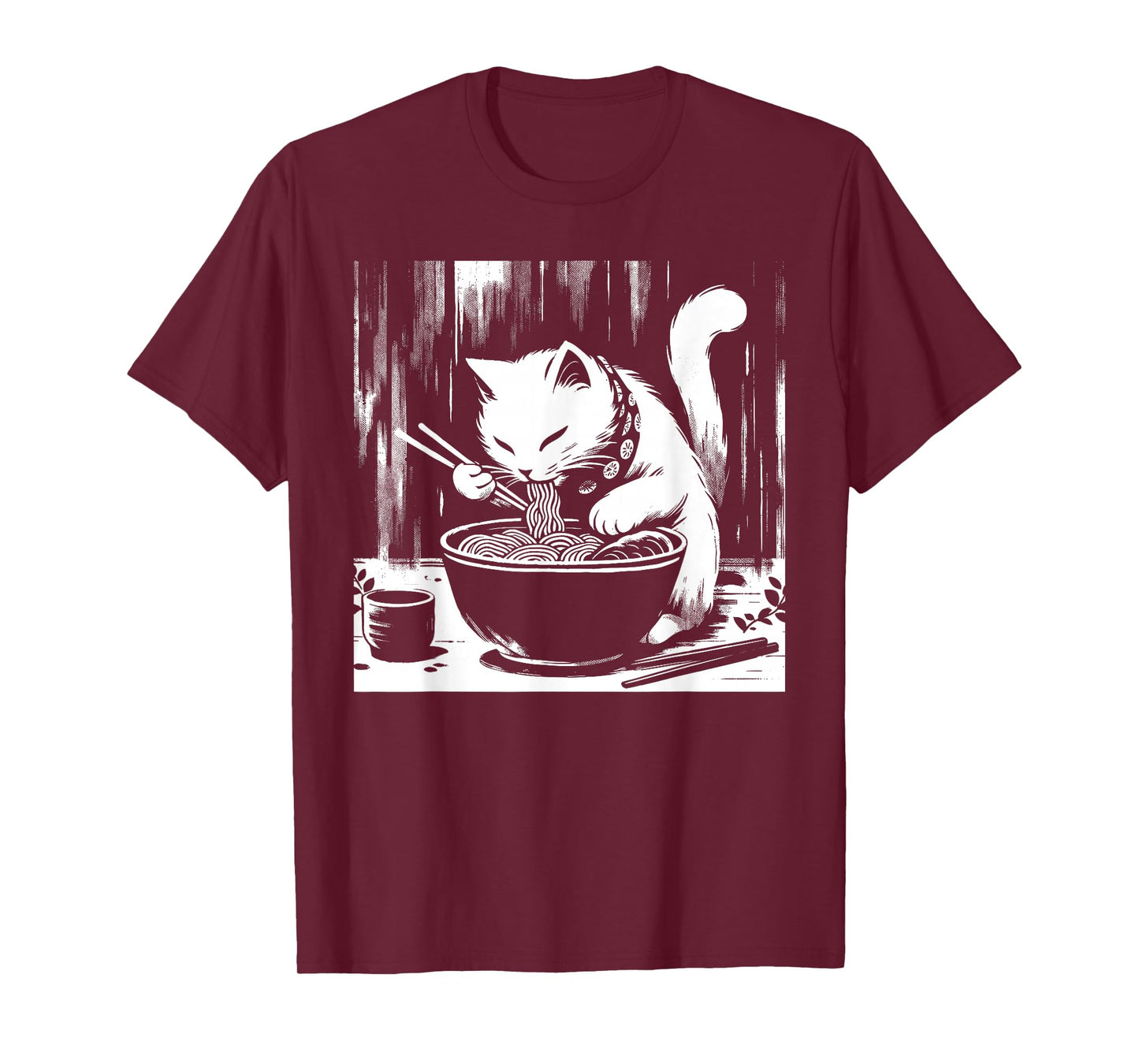 Retro Japanese Kawaii Anime Ramen Men Kids Women Cat Ramen T-Shirt