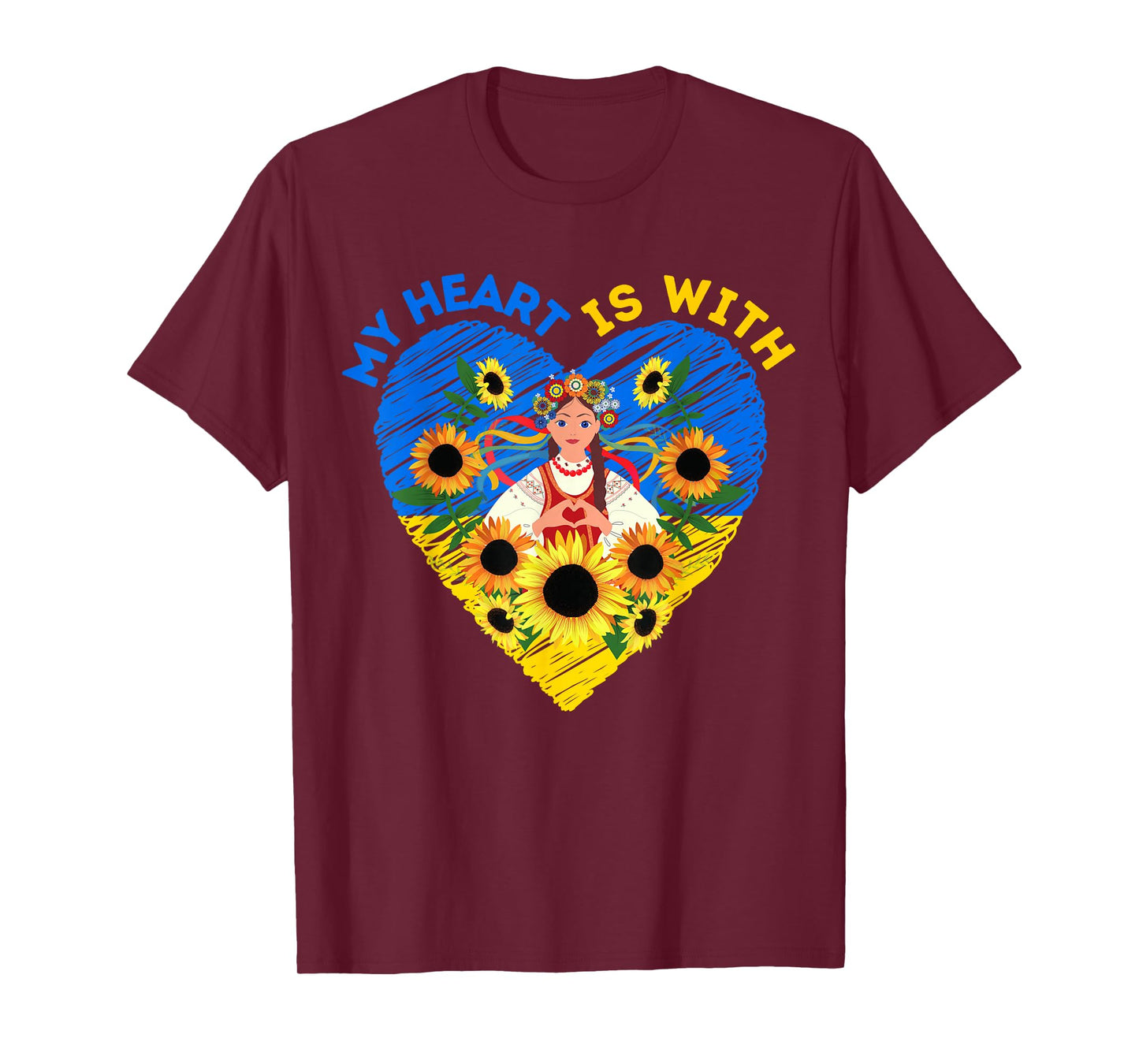 MY HEART IS WITH UKRAINE, Ukrainian Flag Traditional Women T-Shirt