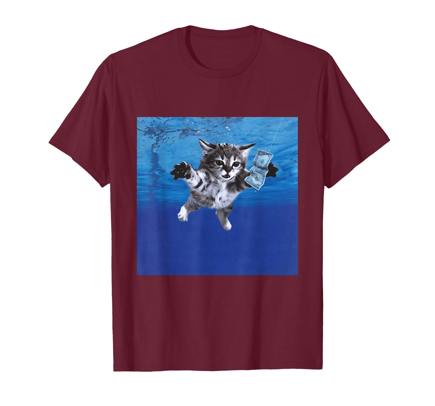 Parody Cat Chasing Money Humorous Cat Swimming Pool Kitten T-Shirt