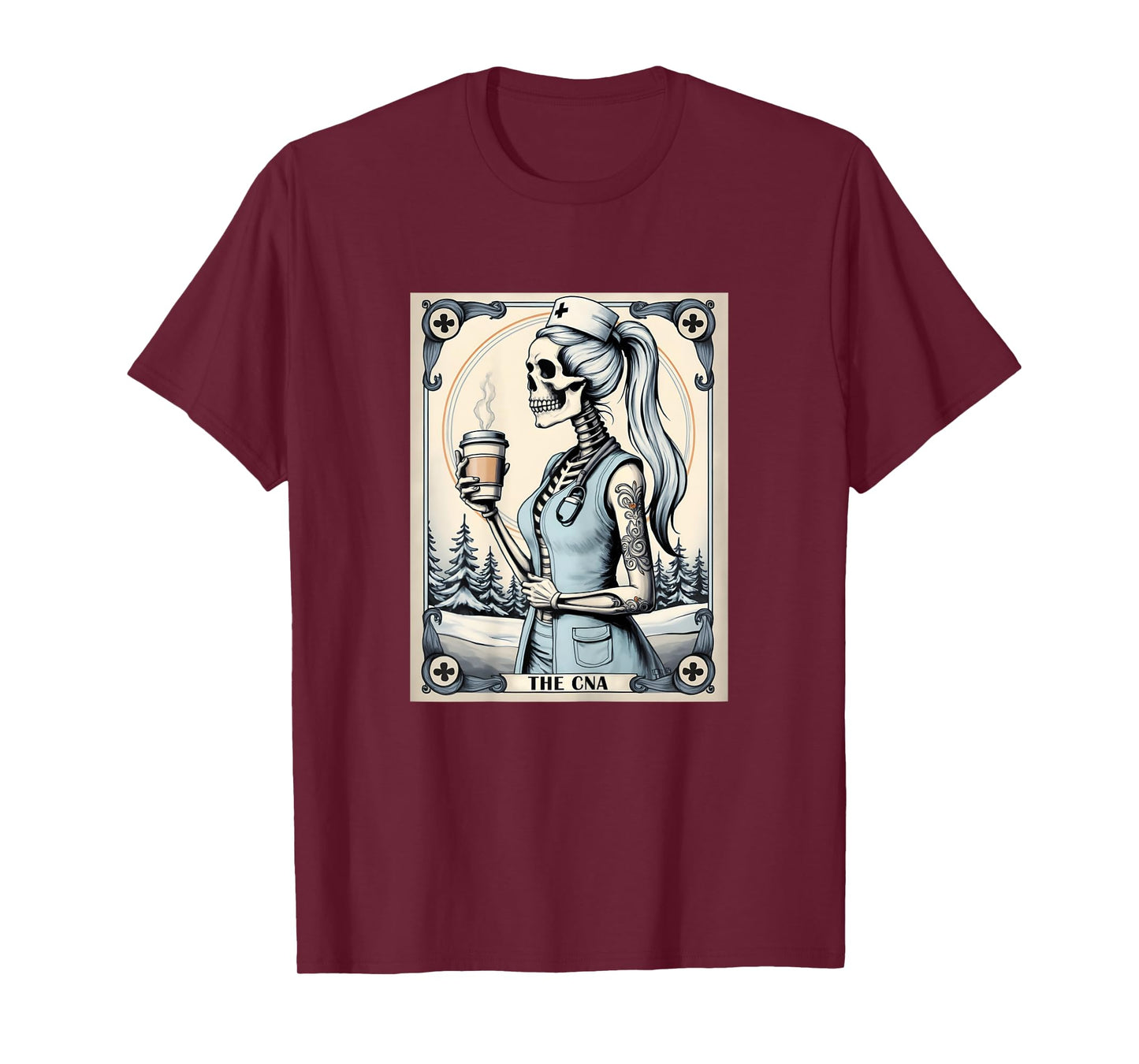 Certified Nurse Assistant Tarot Card Skeleton CNA Halloween T-Shirt