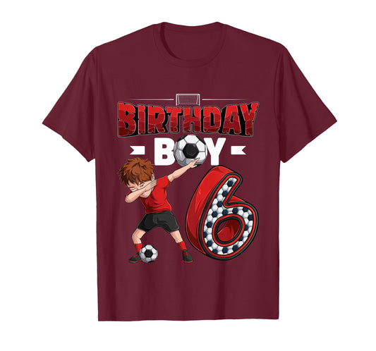 Kids dabbing boy 6 year old Soccer Player 6th birthday party T-Shirt