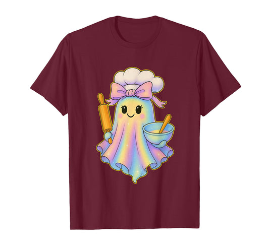 Chef Ghost Pastel Perfect Halloween Baking Bakers Ghost T-Shirt