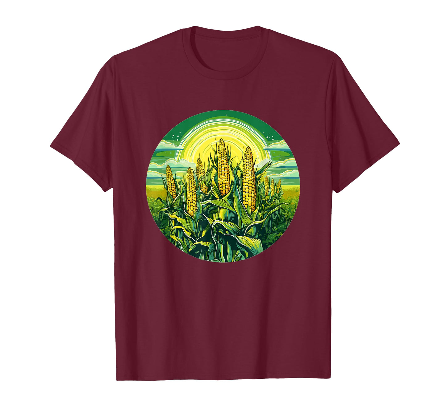 Cornfield Under Radiant Sun Nature Scene T-Shirt