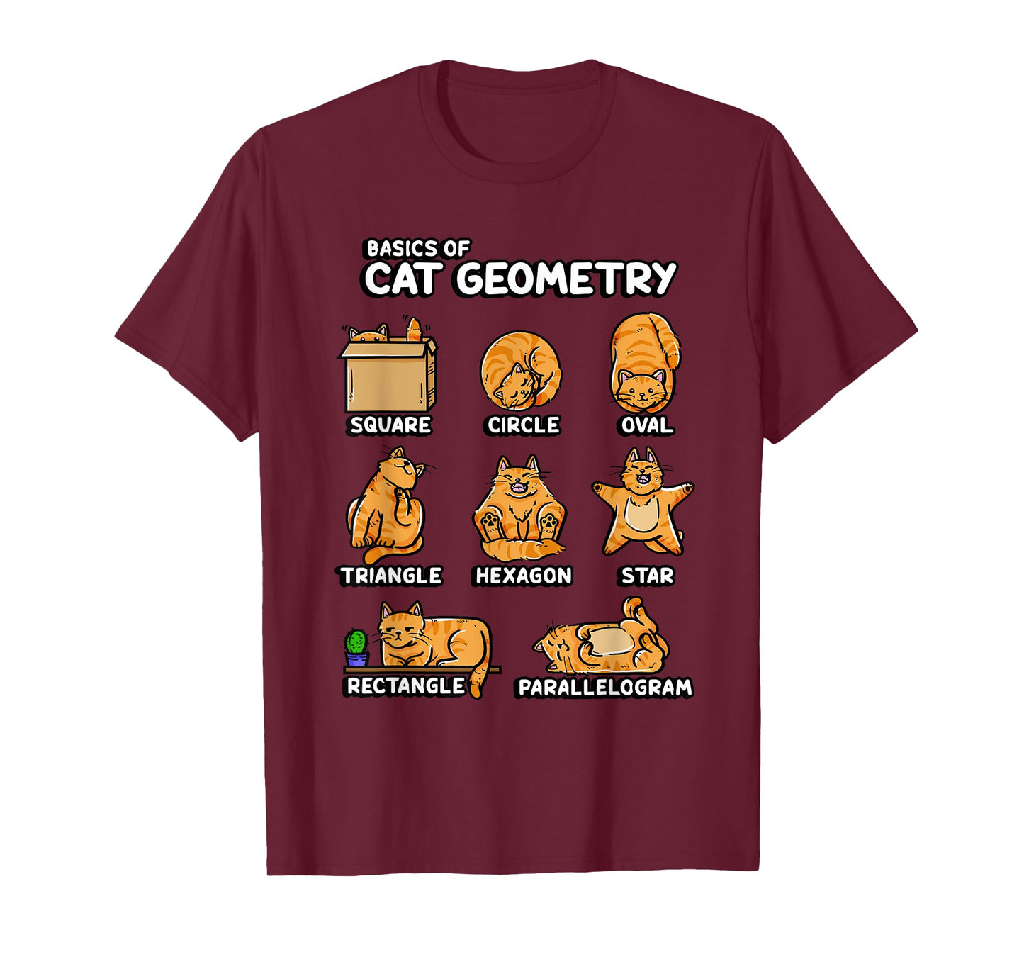 Basic Cat Geometry Cute Cat Cat Lover Cat Owner Math School T-Shirt
