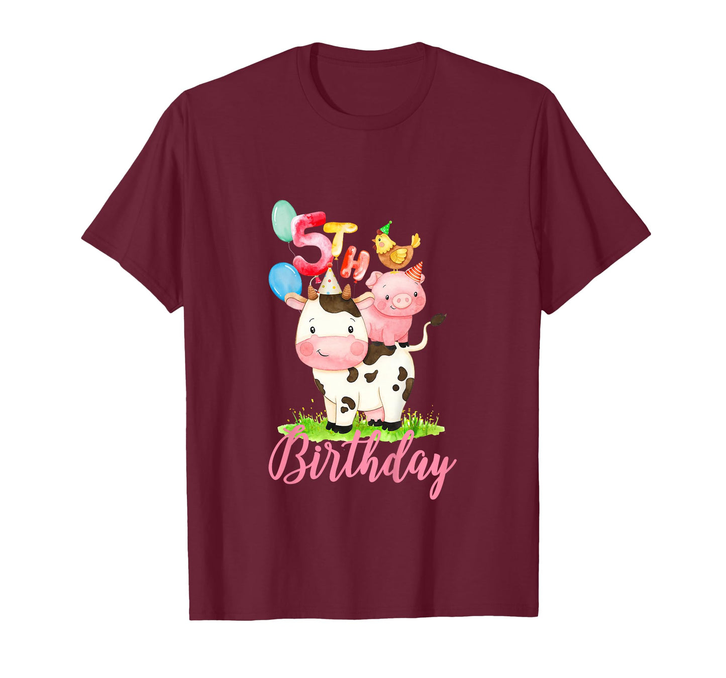 5 Years Old Girl Farm Animals It's My 5th Birthday T-Shirt