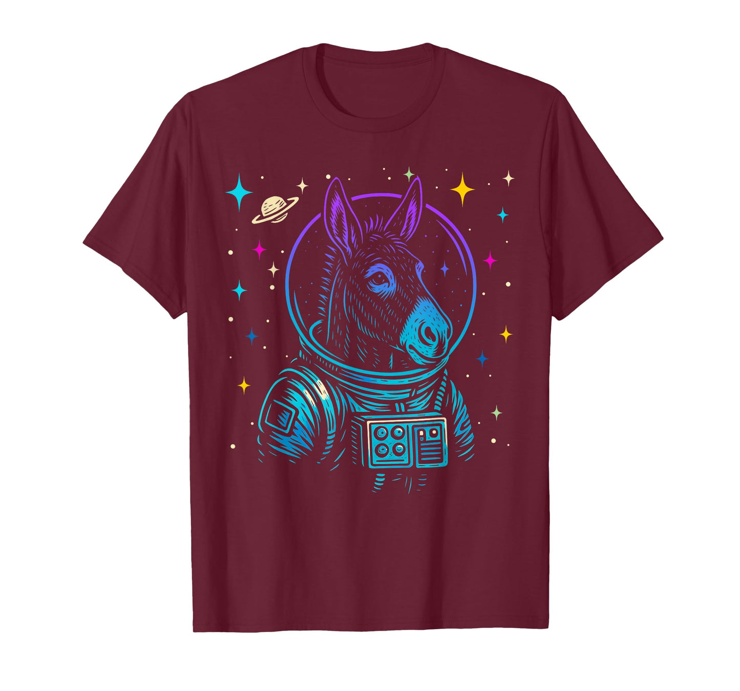 Colorful Astronaut Donkey Space Galaxy Farm Animal T-Shirt