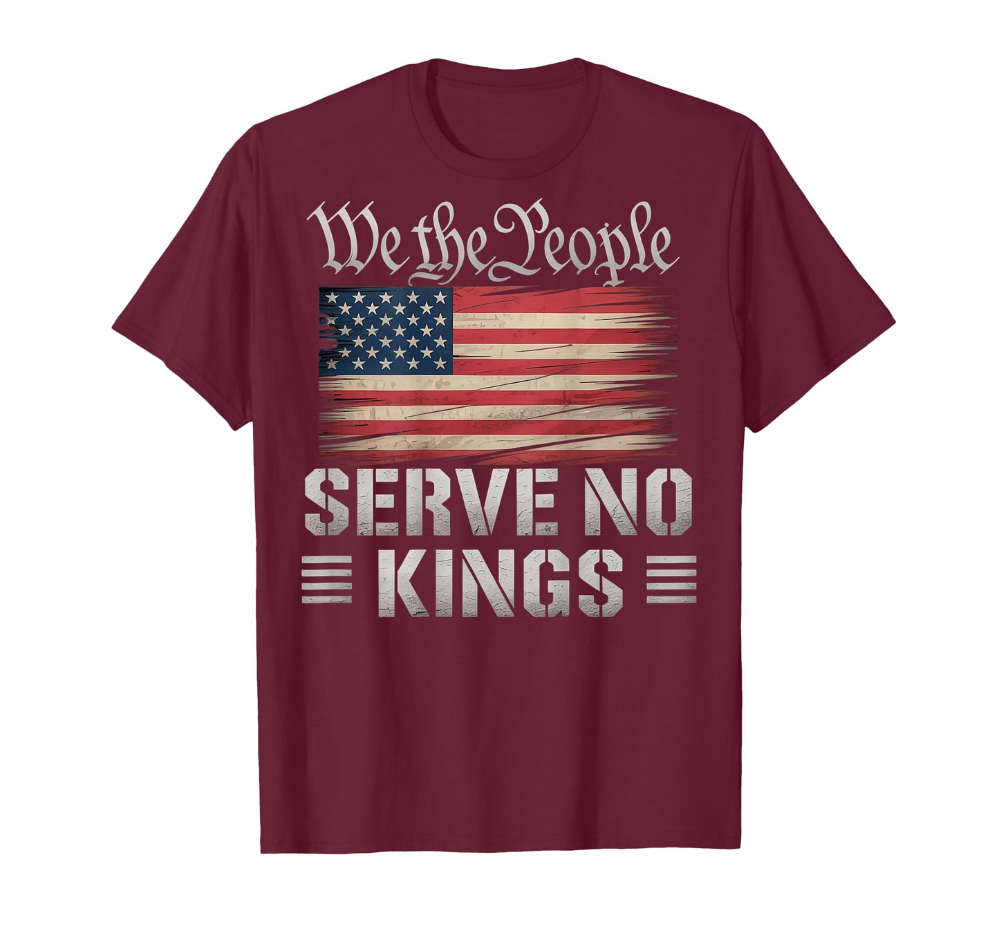 No Kings Day Vintage Patriotic No Kings 2025 (On Back) T-Shirt