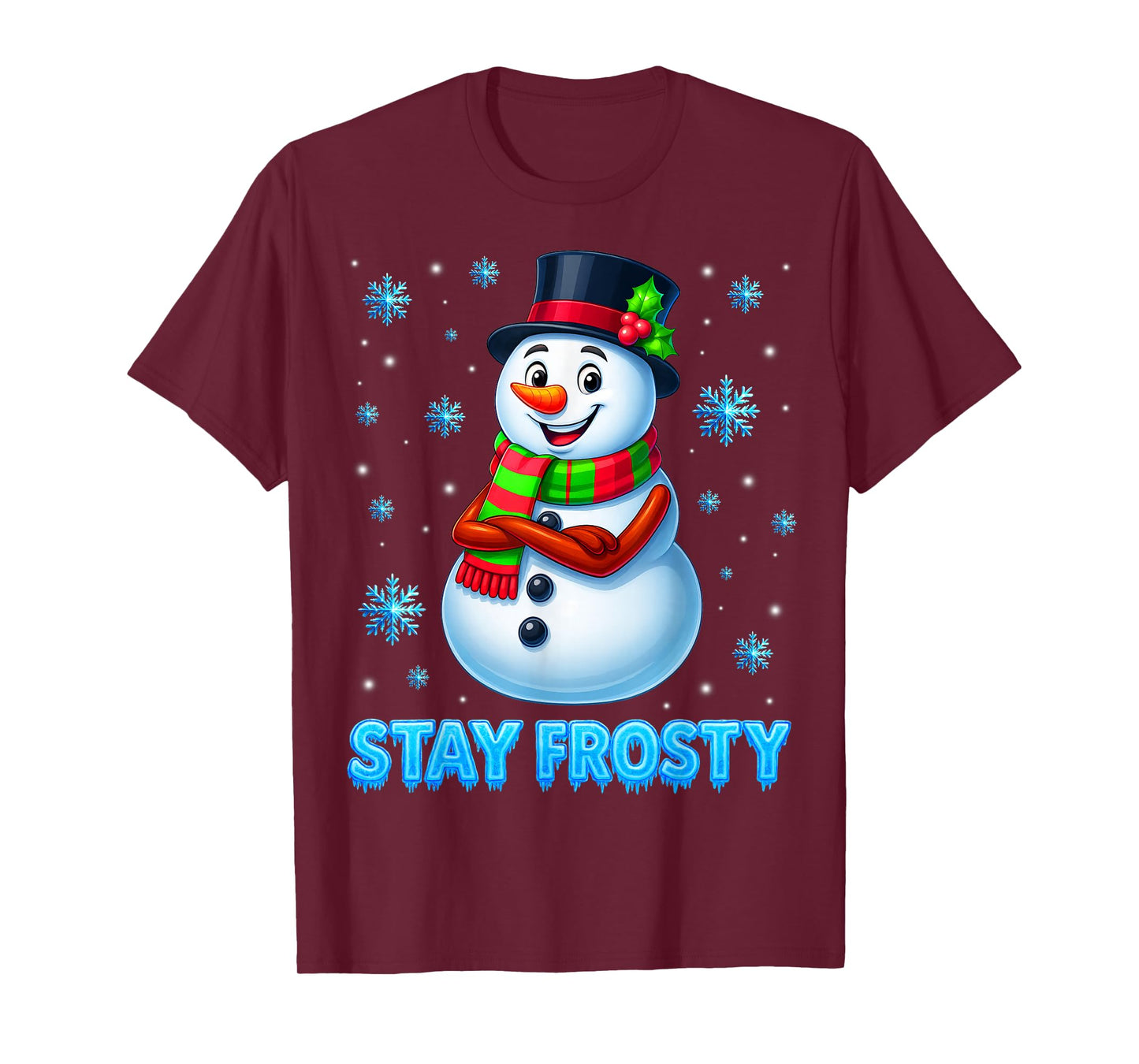 Stay Frosty Funny Snowman Pjs Christmas Xmas Kids Men Women T-Shirt