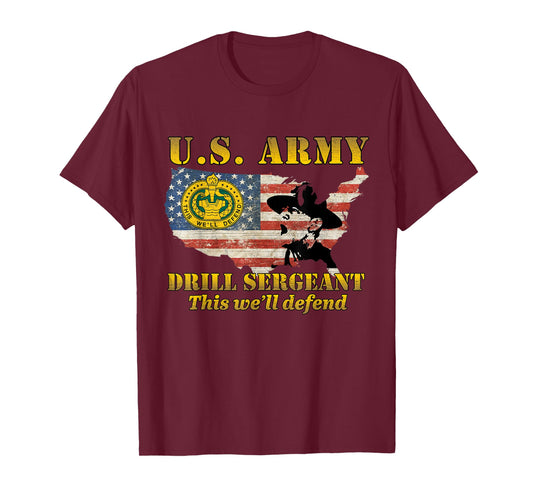 Us Army Drill Sergeant Military Drill American Flag Gifts T-Shirt for Women Men