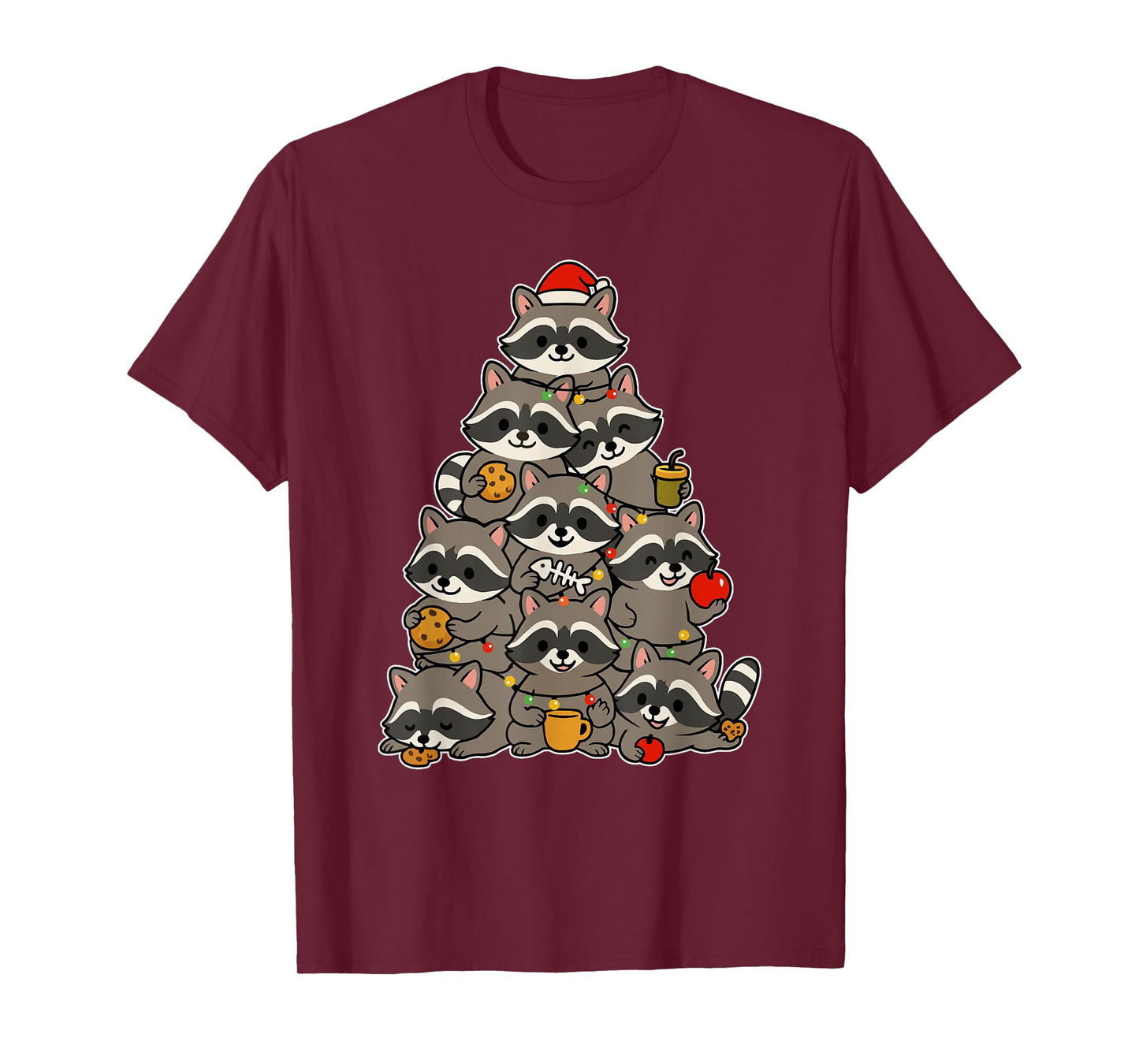 Cute Tree Men Women Kids Funny Raccoon Ugly Christmas T-Shirt