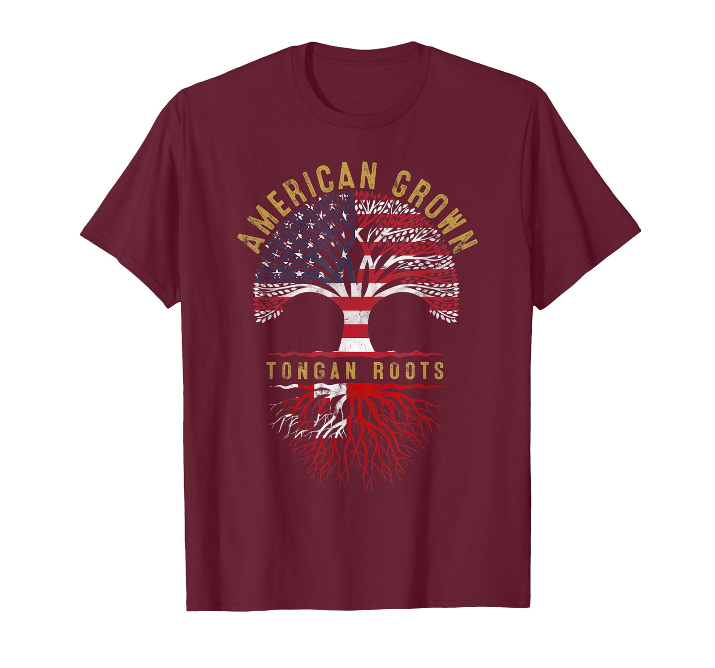 American Grown Tongan Roots Tree Flag Family Heritage T-Shirt