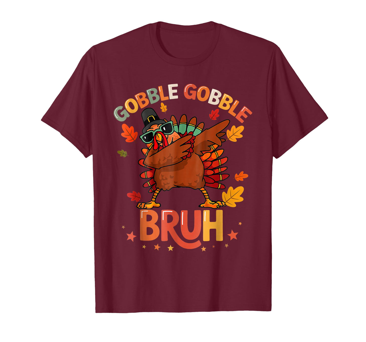 Bruh Funny Thanksgiving Dabbing Turkey Gobble Boys Girls Kid T-Shirt