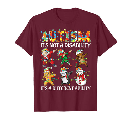 Autism Different Ability Christmas Santa and Elf Dabbing T-Shirt