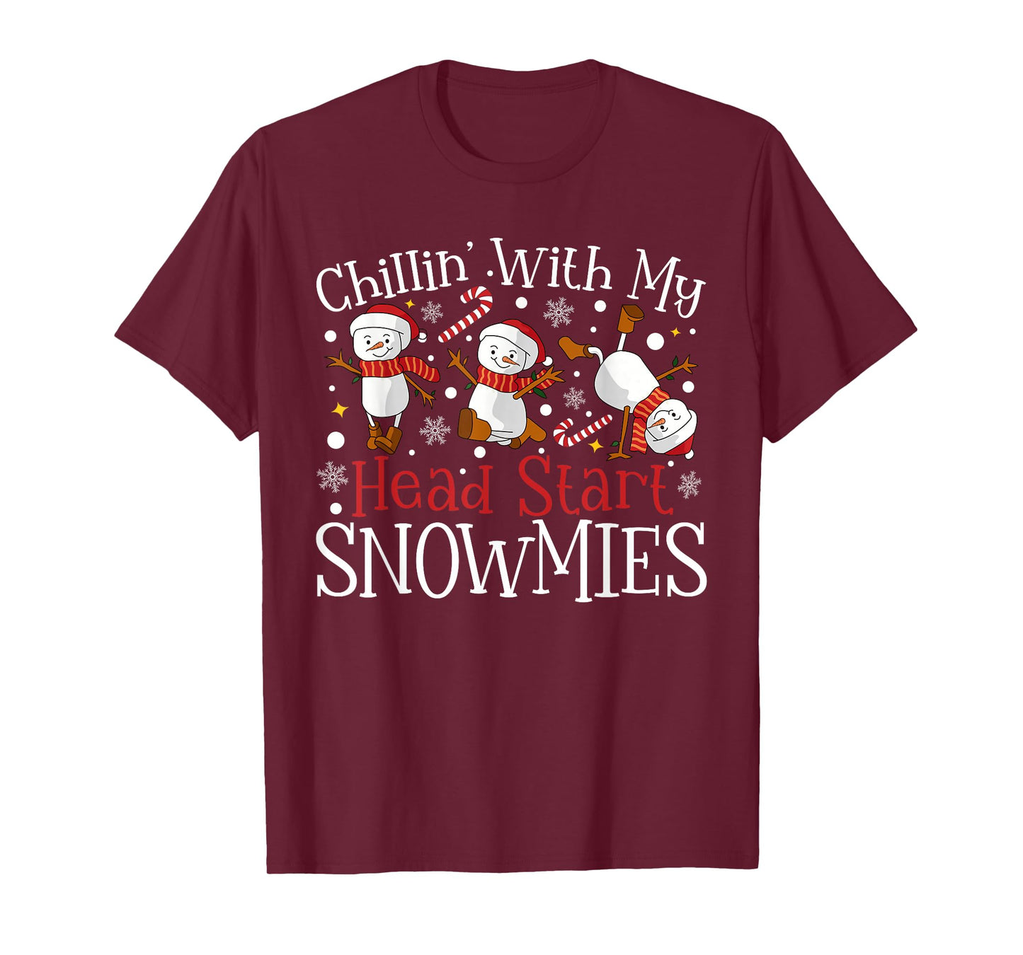 Chillin' With My Head Start Snowmies Teacher Christmas Kids T-Shirt