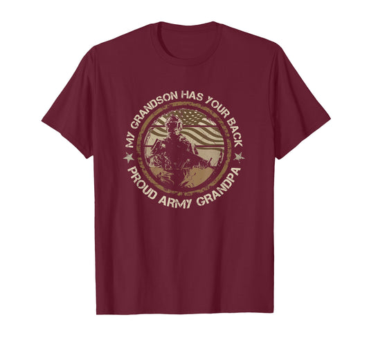 My Grandson Has Your Back Proud Army Grandpa Military Family T-Shirt