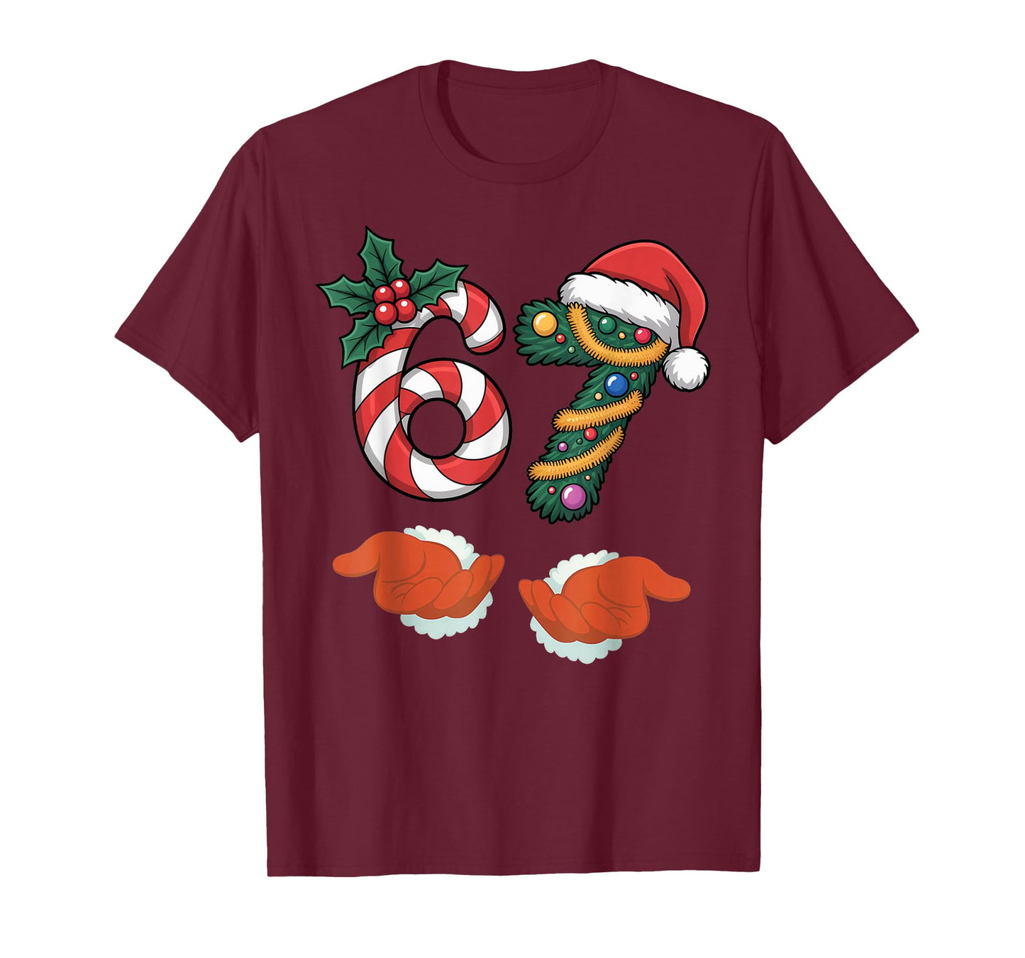 Viral 67 Candy Canes Christmas Tree with Hand Holiday 67 T-Shirt