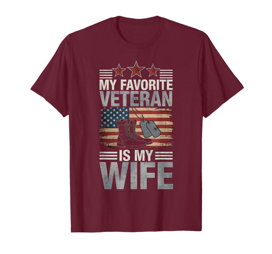 Favorite Veteran Wife USA American Patriotic US Veteran T-Shirt
