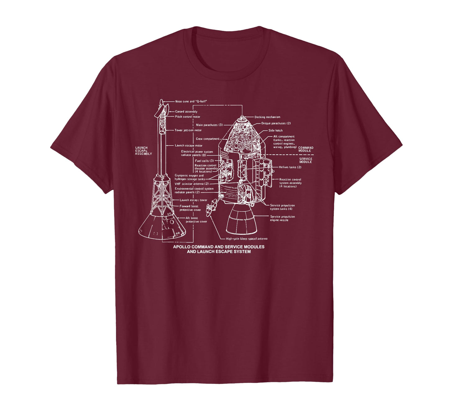 Apollo Launch Escape System Space Module Diagram Blueprint T-Shirt