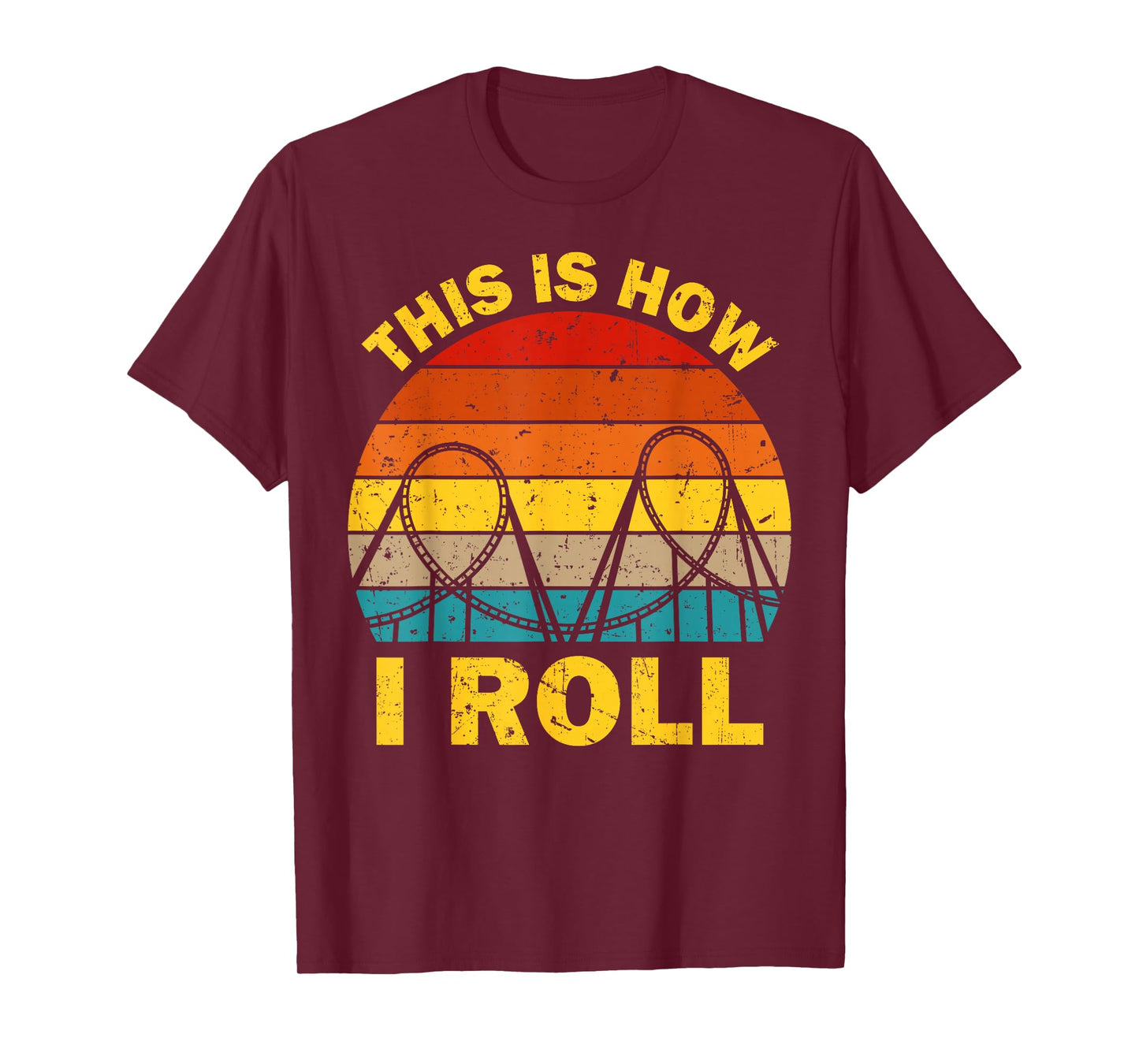 Cool Roller Coaster For Men Women Amusement Theme Park Retro T-Shirt
